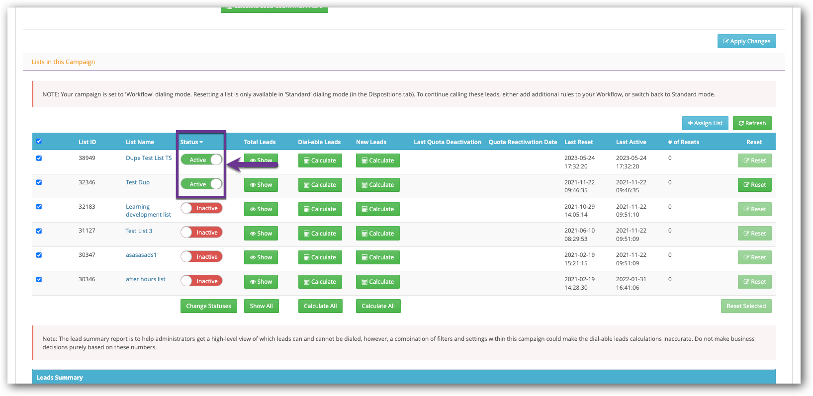 Deactive Lead Lists - Campaign Settings.png
