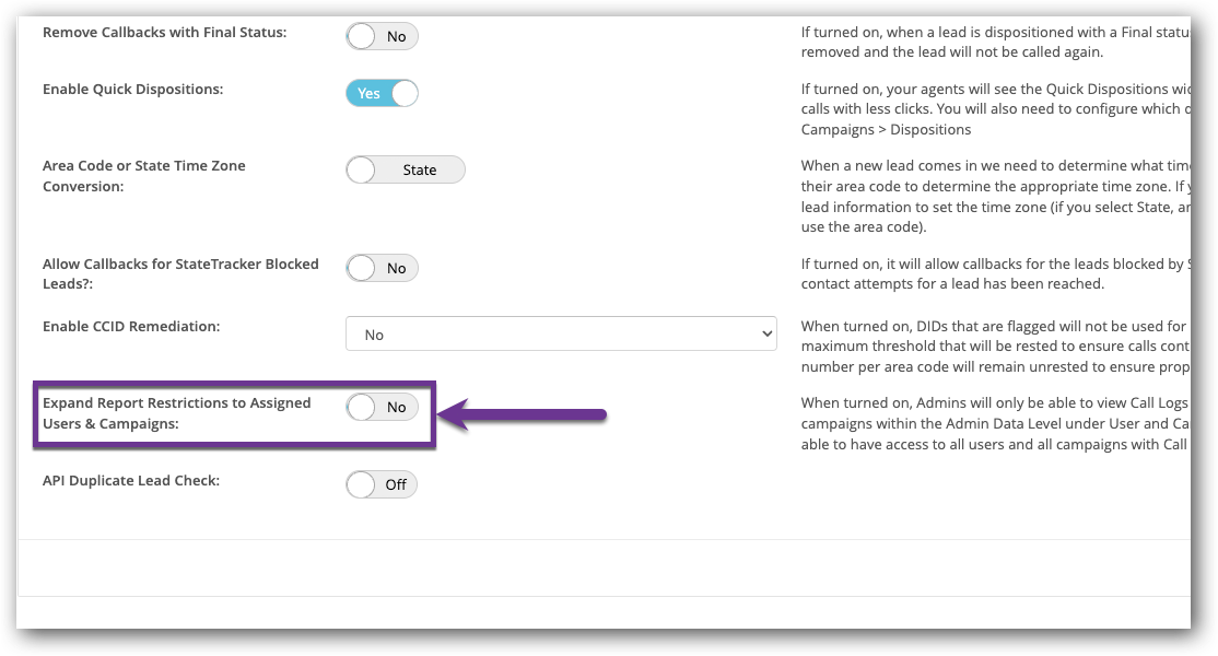 Expand Report Restrictions to Assigned Users and Campaigns - Global Setting.png