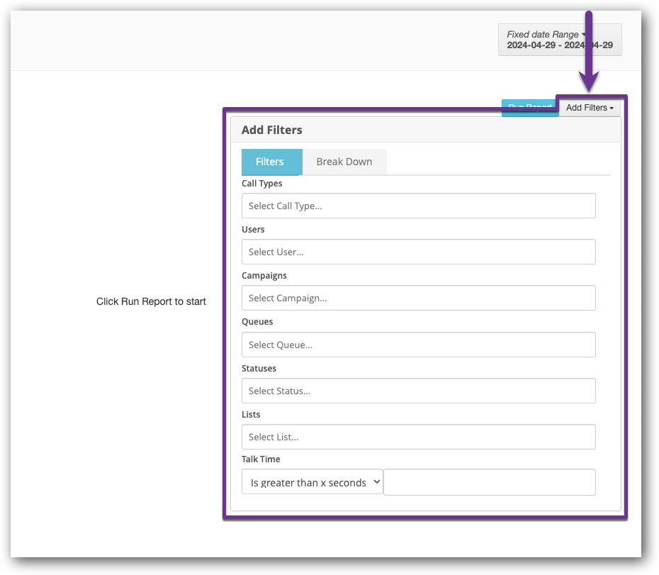 Add Filters - Agent Performance.png