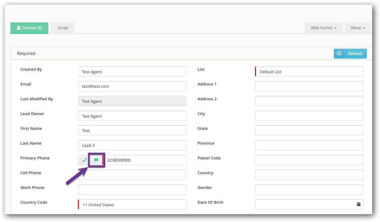 SMS button - Agent Interface.png