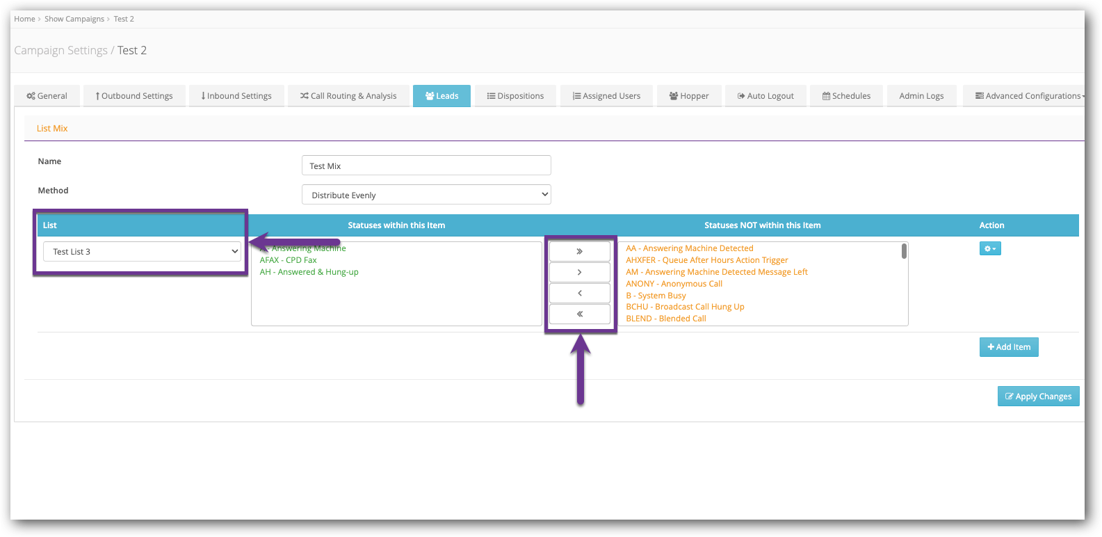 Choose List and Select Statuses - List Mix.png