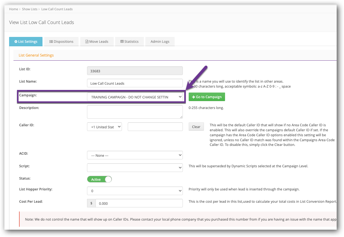 Campaign drop-down - List Settings.png