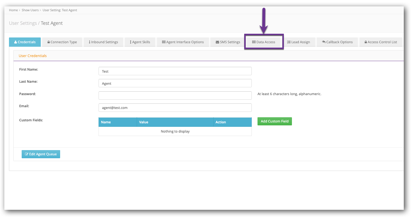 Click Data Access Tab - Test Agent.png