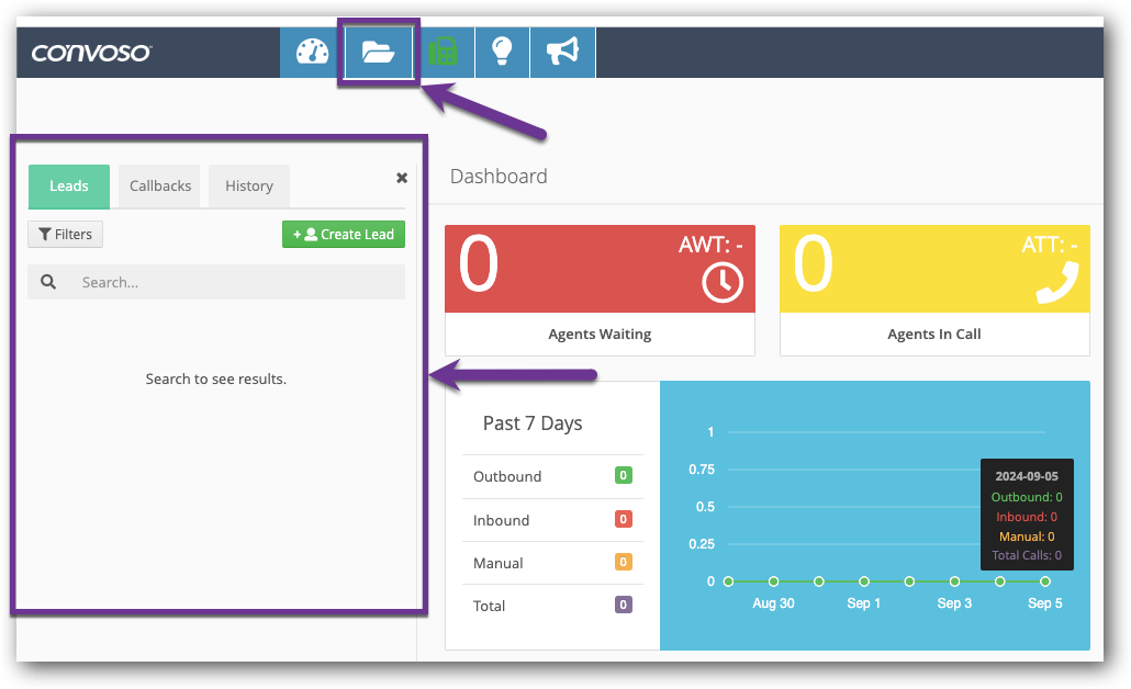 Click CRM Folder to open Panel - Agent Interface.png