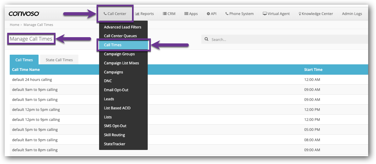 Opening Manage Calll Times .png