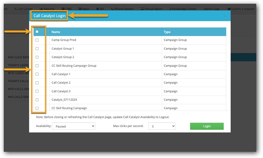 Call Catalyst Login Select Campaign.png