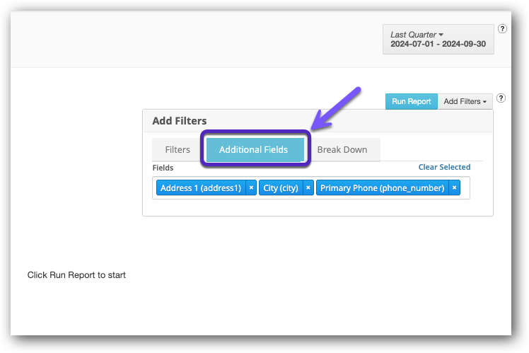 Additional Fields tab - Lead Report.png