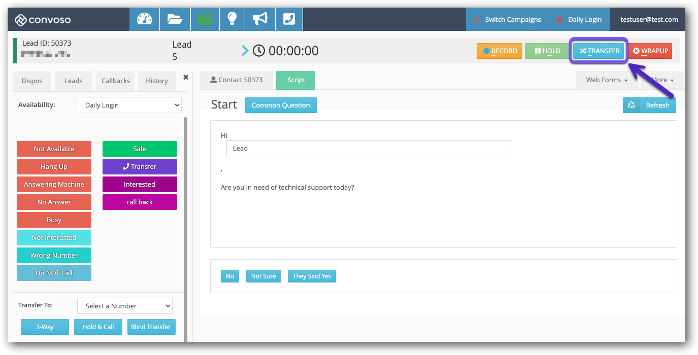 Click the Transfer button - Agent Interface.png
