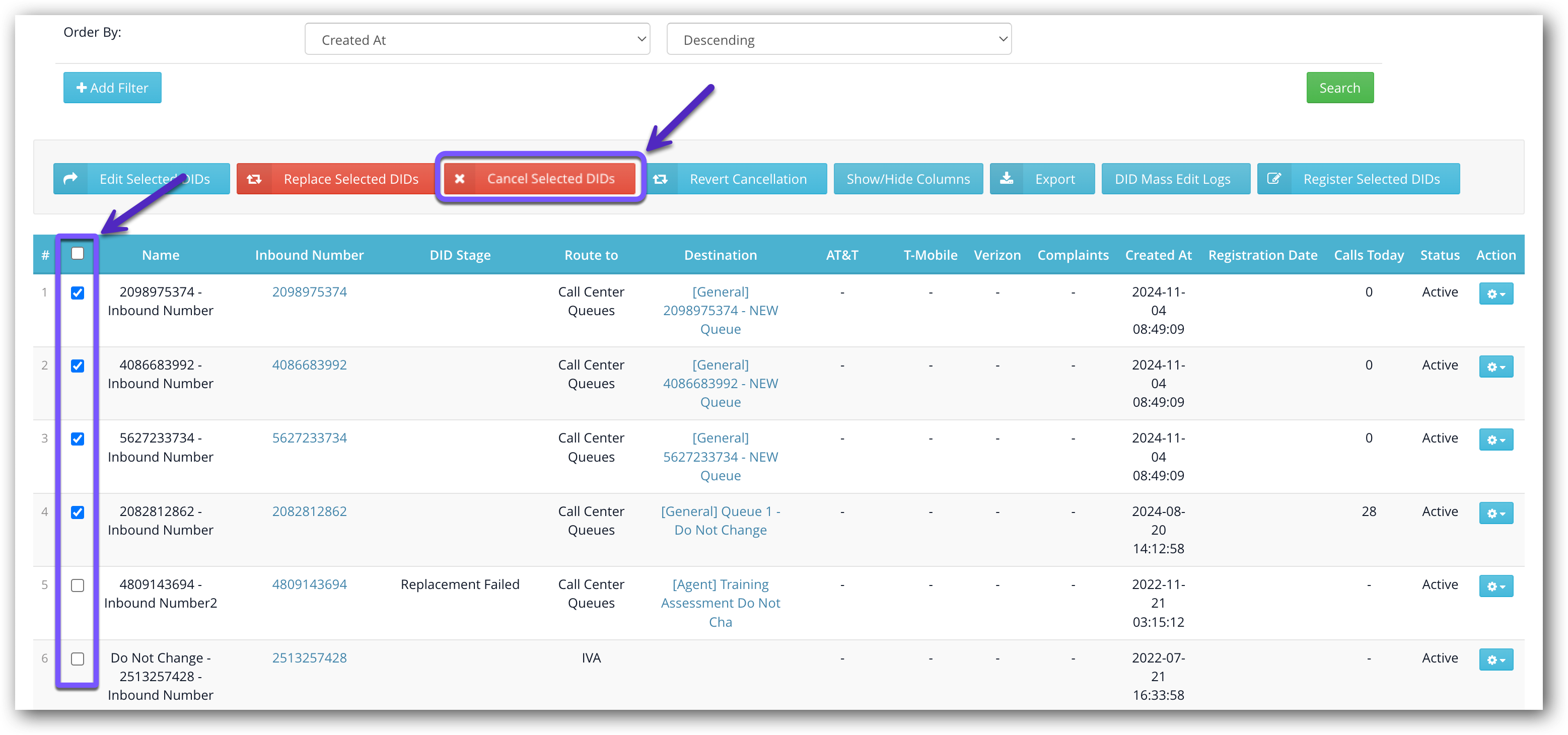 Cancel DIDs button - Customer View.png