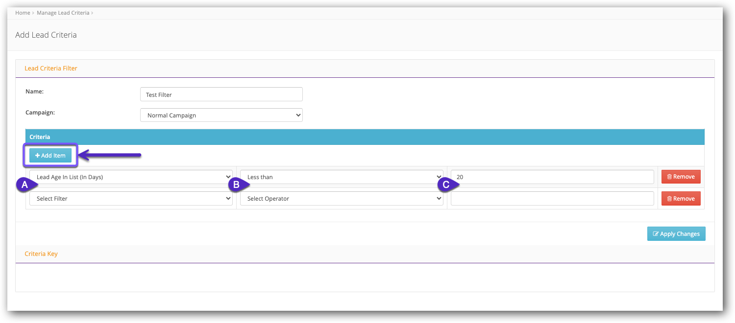 Add Item and Lead Criteria fields.png