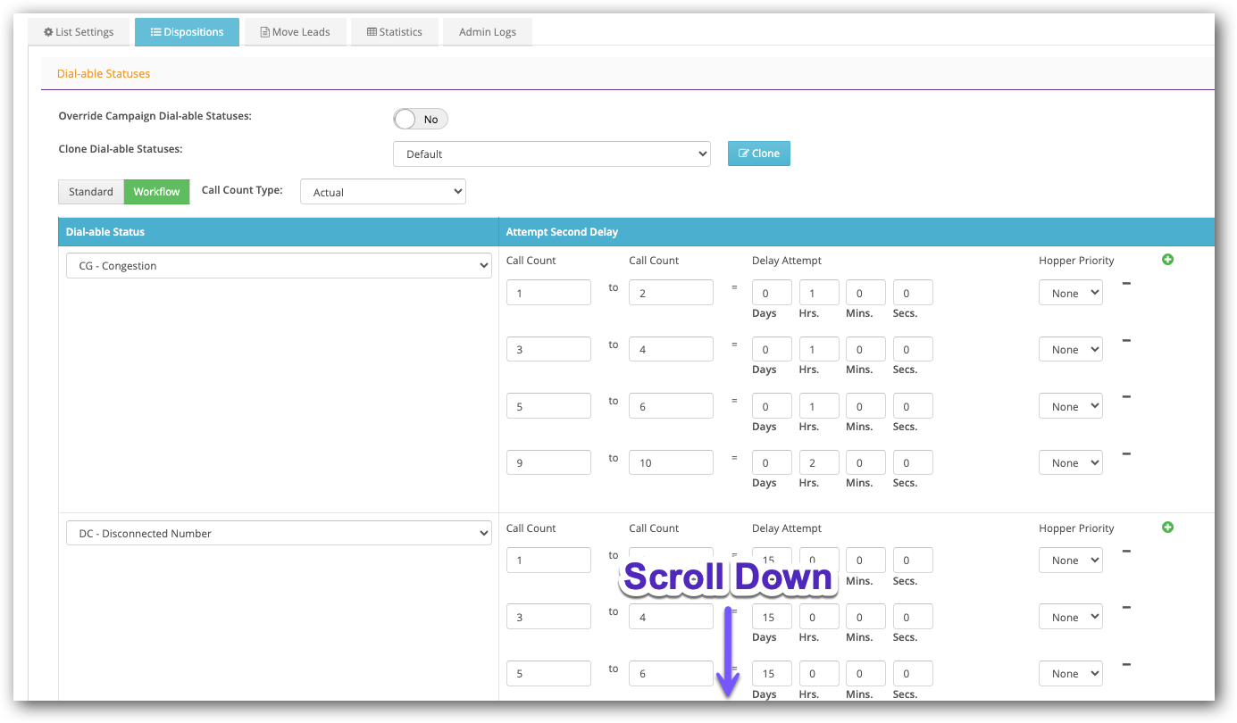 Scroll Down Dispositions tab - View List.png