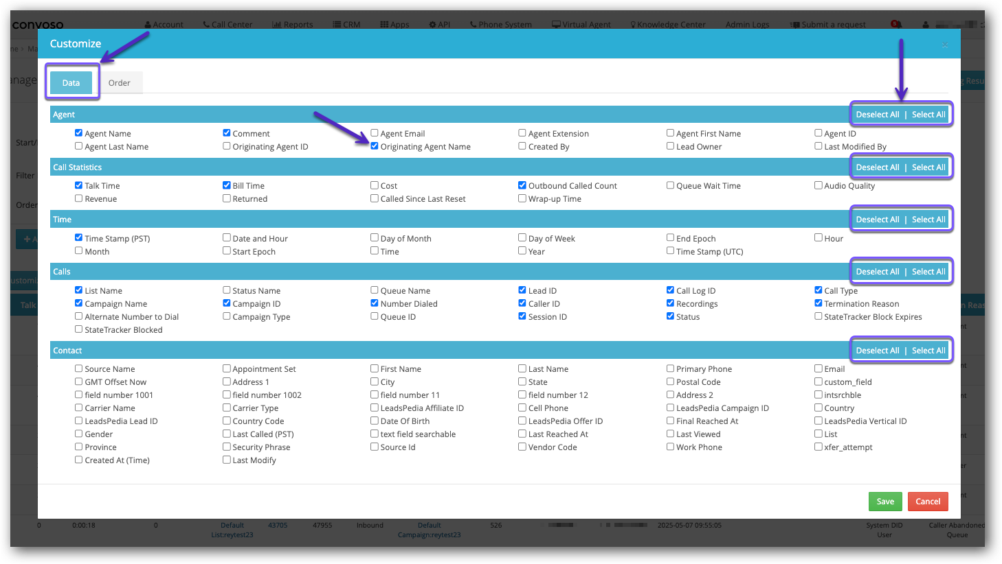 Customize Modal - Call Logs.png