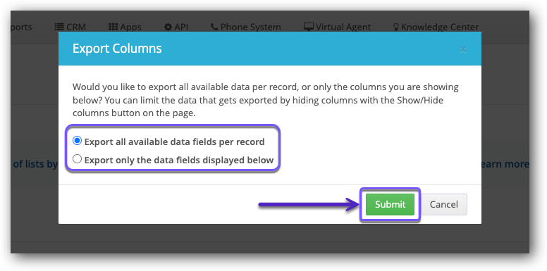 Export Column Selection - List Conversion.png